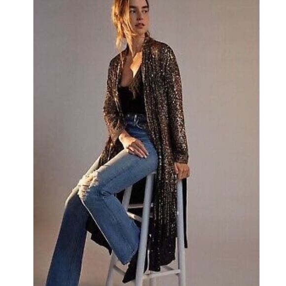 Anthropologie BB Dakota Dulcinea Sequined Duster Jacket - Picture 1 of 6